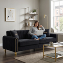 FX-P11-BK 87.4 Inch Modern Sofa Couch for Living Room, 3 Seater Upholstered Sofa with Pillows by HouseOfZazla