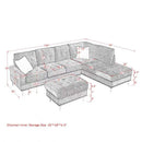 L-Shaped Sectional Sofa With Chaise And Storage Ottoman, Includes 2 Pillows by HouseOfZazla