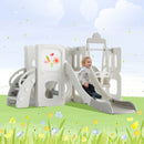 5 in 1 T oddler Slide and Swing Set, Kids Playground Climber Slide Playset with Drawing Whiteboard, Freestanding Combination for Babies