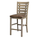 Dining Counter Height Chairs Modern Farmhouse Rustic Look Distressed Design Ladderback Solid Wood (Set of 2) - Grayish Brown