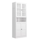 Metal Kitchen Pantry Cabinet Tall Storage With Adjustable Shelves, Heavy Duty Stainless Steel Frame - White