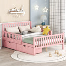 Platform Bed With Guardrails On Both Sides And 2 Storage Drawers by HouseOfZazla