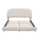 Upholstered Platform Bed With Thick Solid Frame And Stylish Curve-Shaped Design