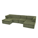 U-Shaped Modular Sectional Sofa With Chaise And Movable Ottoman With Wave-Shaped Armrest by HouseOfZazla