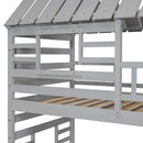 House Bunk Bed With Trundle, Storage Staircase, Roof And Window Design