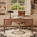 Dauphin Gold Accent 5-Drawer Wood Executive Desk Brown Ash Wood & Veneer