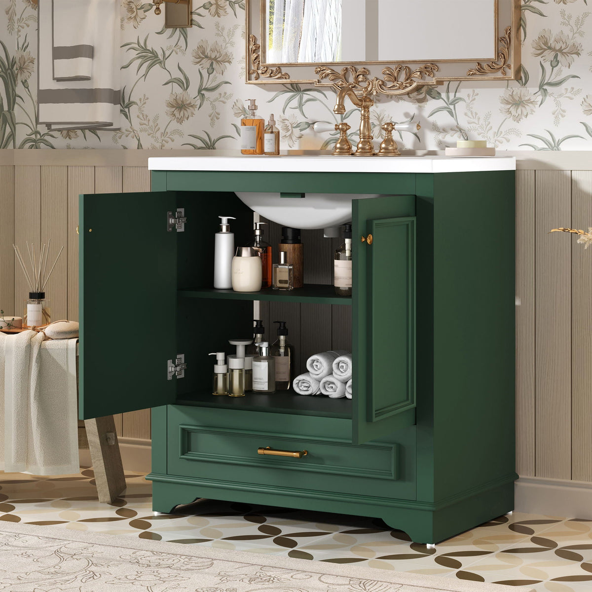 Bathroom Vanity With Sink, Cabinet & 2 Soft Closing Doors & Adjustable Shelf, photo 35 of 50