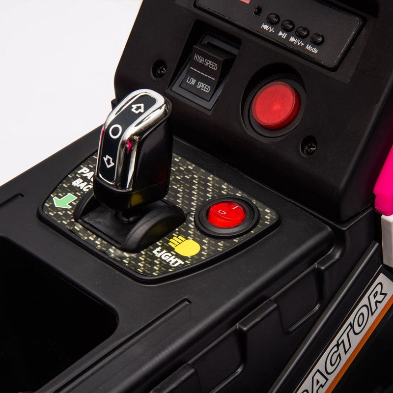 Ride on Tractor with Trailer,24V Battery Powered Electric Tractor Toy, 200wx2motor 1.86-4.97MPH/Remote Control,electric car for kids,Three speed adjustable,USB,MP3, Bluetooth,LED light, safety belt