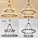 52 Inch Black Wagon Wheel Chandelier, 36-Lights