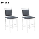 3-Piece Wood Counter Height Drop Leaf Dining Table Set with 2 Upholstered Dining Chairs for Small Place, White+Gray