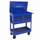 3 Drawers Multifunctional Tool Cart with Wheels and Steel Top - Blue & Black by HouseOfZazla