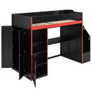 Gaming Loft Bed With Desk And Storage, LED Lights by HouseOfZazla