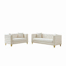 Deep Seat Sofa With Button Nailhead, Square Arm Couches by HouseOfZazla