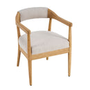 Wood Frame Upholstered Dining Chairs with Armrests (Set of 2) - Beige + Natural by HouseOfZazla