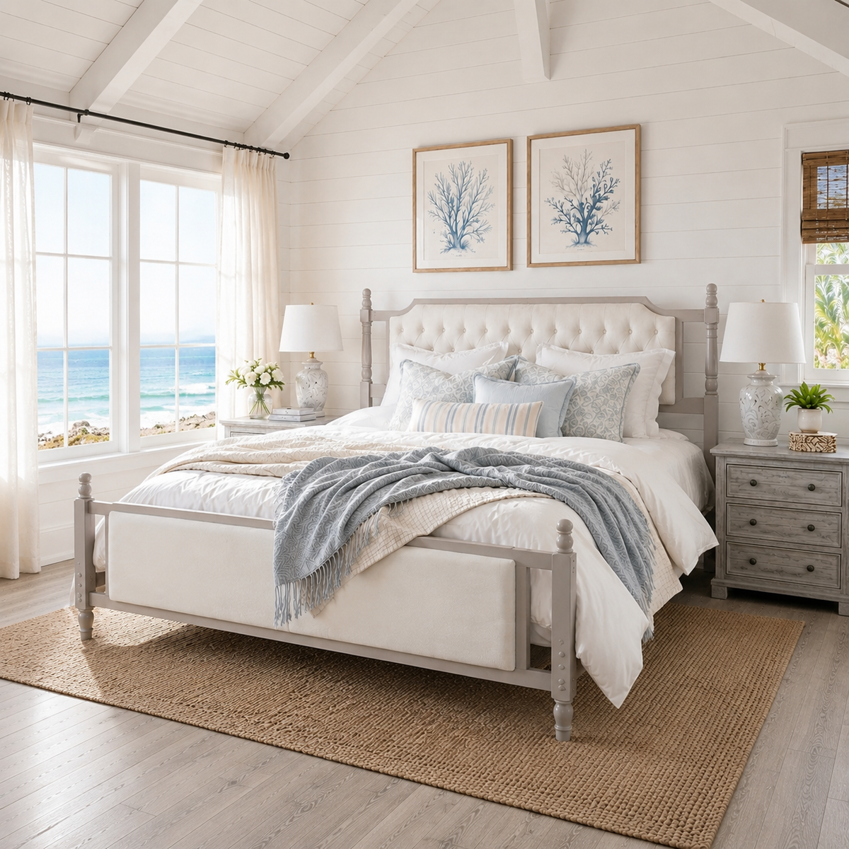 Queen Size Upholstered Platform Bed with Button Tufted Headboard, photo 3 of 10