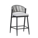 Outdoor 26" Counter Height Metal Frame Counter Stools With Scallop Shaped Backrest & Water Resistant Cushions by HouseOfZazla