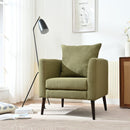 Barrel Chair, Modern Accent Chair, Fabric Armchair Club Chair, Upholstered Arm Chair With Solid Wood Legs, Waist Pillow, Padded Single Chair For Living Room / Bedroom / Study / Waiting Room - Olive Green by HouseOfZazla