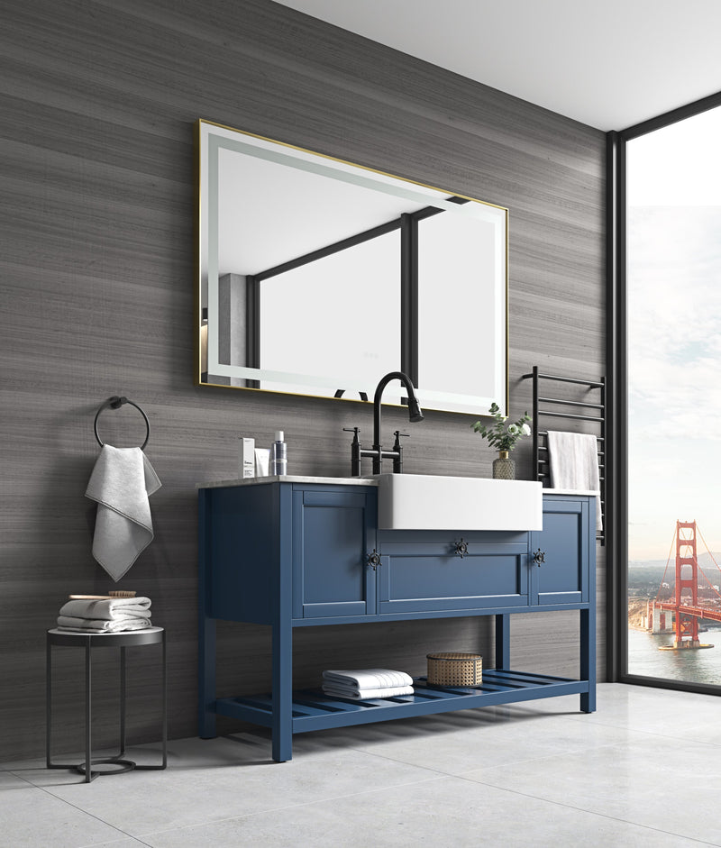 60x36 LED Lighted Bathroom Wall Mounted Mirror with High Lumen+Anti-Fog Separately Control