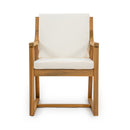 TREXM Patio Dining Chair Set of 2, Wood Outdoor Armchairs with Removable Cushions