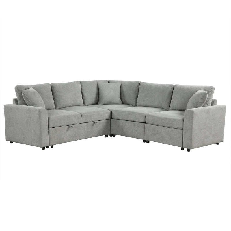 4-Seat L-shaped Modular Sofa with Thick Backrest and Seat Cushions, Suitable for Living Rooms, Offices