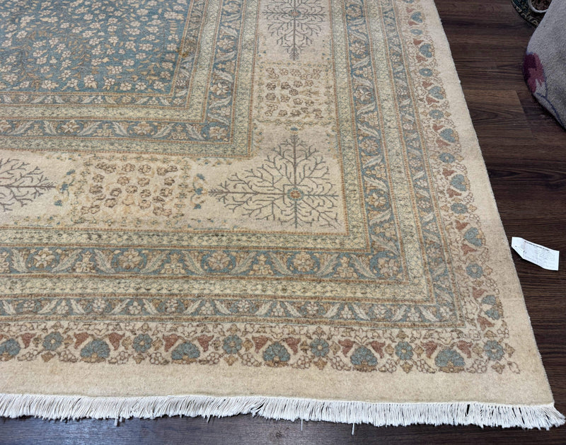 Palace Size Pak Persian Rug 12x18, Haji Jalili Design, Pakistani Carpet, Oat and Light Blue, Fine 260 KPSI