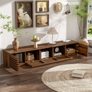 TV Stand for TVs, Entertainment Center with Cable Management and Soft Closing Hinges - Walnut by HouseOfZazla