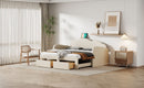 Upholstered Daybed With Cloud-Shaped Backrest, Trundle & 2 Drawers And USB Ports