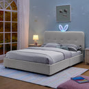 Upholstered Bed With Oversized Rabbit Ear Headboard, LED Lights & 4 Storage Drawers by HouseOfZazla
