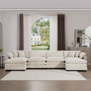 Modern Oversized Modular Cushion Sofa With Ottoman, Low Back, Deep Seating Sofa Set