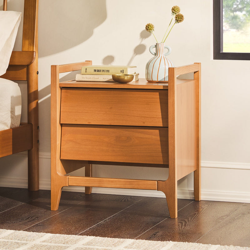 Oswald Mid-Century Modern 2-Drawer Wood Nightstand