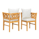 Farmhouse Modern Dining Corner Chairs (Set of 2) With Handwoven Rattan Backrests And Solid Wood Legs - Natural / White by Unique Piece Furniture