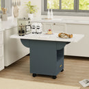 Versatile Wood Folding Dining Table With Wheels, Storage Rack & Drawer, Space Saving Design - White by HouseOfZazla
