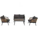 4 Pieces Patio Furniture Set, PE Rattan Wicker With Washable Cushion And Tempered Glass Tabletop, Conversation Furniture For Garden Poolside Balcony by HouseOfZazla