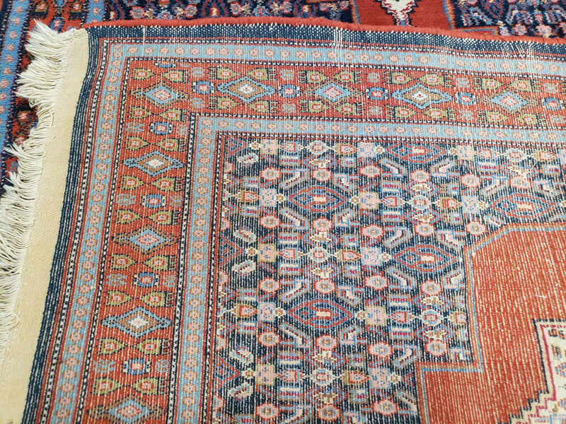 4x6 Western Kurdistan Kurdish Carpet Senneh Wool Area Rug Veg Dyes Red Blue Nice