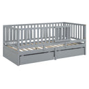 Daybed With Fence Guardrails And 2 Drawers, Split Into Independent Floor Bed & Daybed by HouseOfZazla