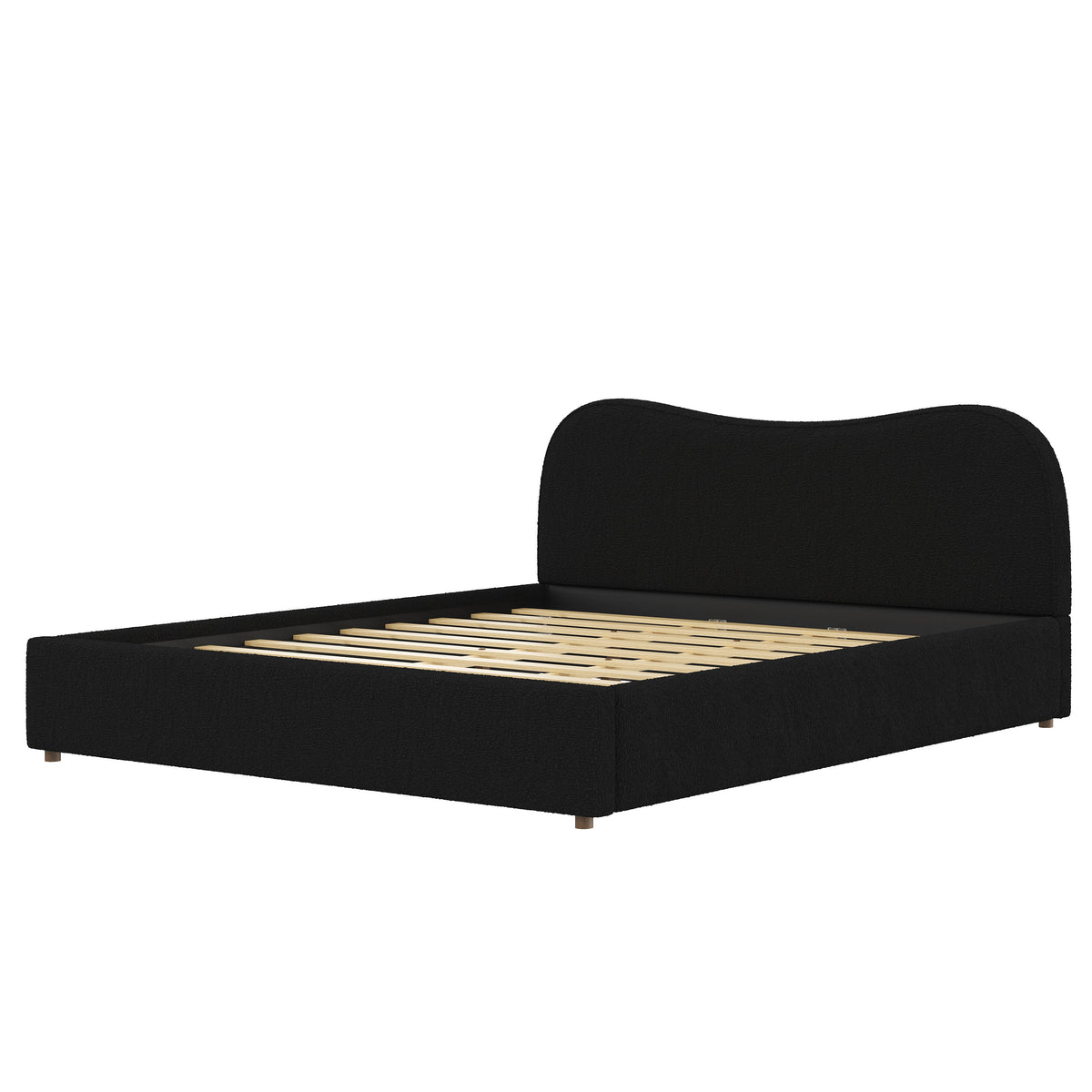 King Size Upholstered Platform Bed with Wooden Slats, photo 7 of 10