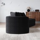 Upholstered Oversized Sectional Sofa, 4 Seater Extra Deep & Wide Curved Cloud Couch With 4 Throw Pillows For Living Room - Black by HouseOfZazla