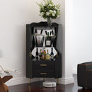 Corner Bar Cabinet With Mirrored Back, 2 Open Shelves & 2 Drawers by HouseOfZazla