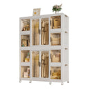 Portable Wardrobe Closet Storage Organizer For Clothes With Magnetic Doors, 12 Cubes & 2 Hanging Rods - White by HouseOfZazla
