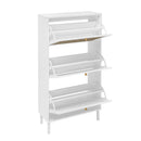 Modern Rattan 3 Door Shoe Rack Cabinet for Entryway