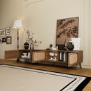 78" TV Stand With Ample Storage And Open Shelving - Walnut by HouseOfZazla
