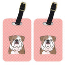 Checkerboard Pink English Bulldog  Luggage Tag