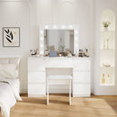 Large Vanity Tables With Mirror And Light - Matte White by HouseOfZazla
