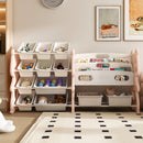 Kids Toy Storage Organizer With 2 Tier Bookshelf, Toy Storage With 12 Bins