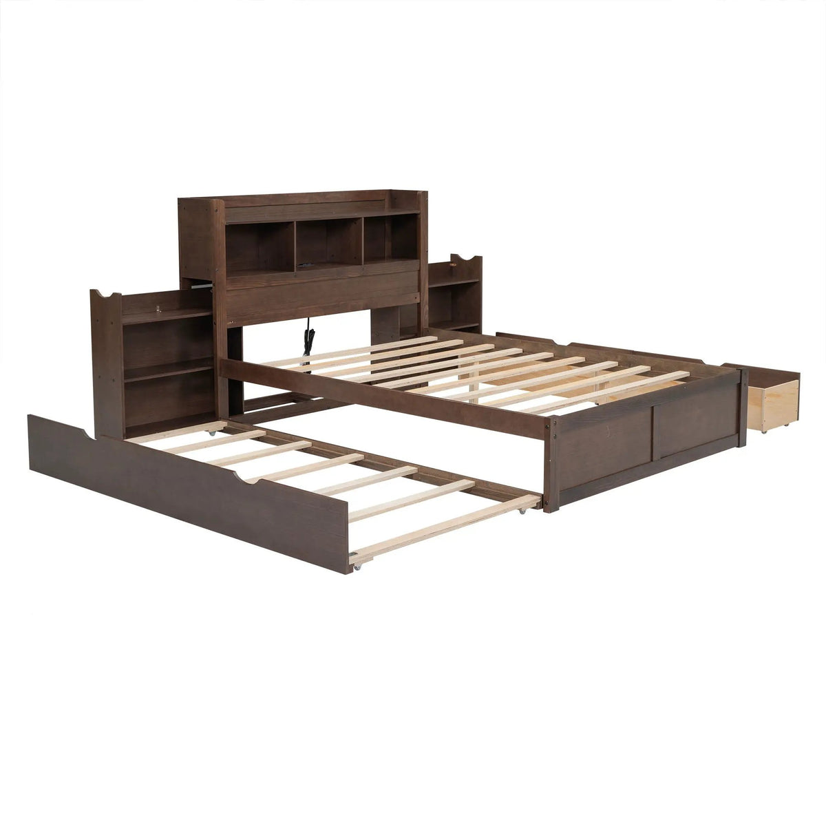 Storage Platform Bed With Pull Out Shelves, Trundle, And 2 Drawers, photo 12 of 14