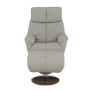 Kandoro - Motion Accent Chair With Swivel & Ottoman - Gray Leather & Brown Base
