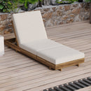 Lounge Chaise Set, Acacia Solid Wood with Cream Lounge Cushion