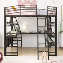 Loft Bed With 4 Layers Of Shelves And L-Shaped Desk, Stylish Metal Frame Bed With A Set Of Sockets, USB Ports And And Wireless Charging by HouseOfZazla