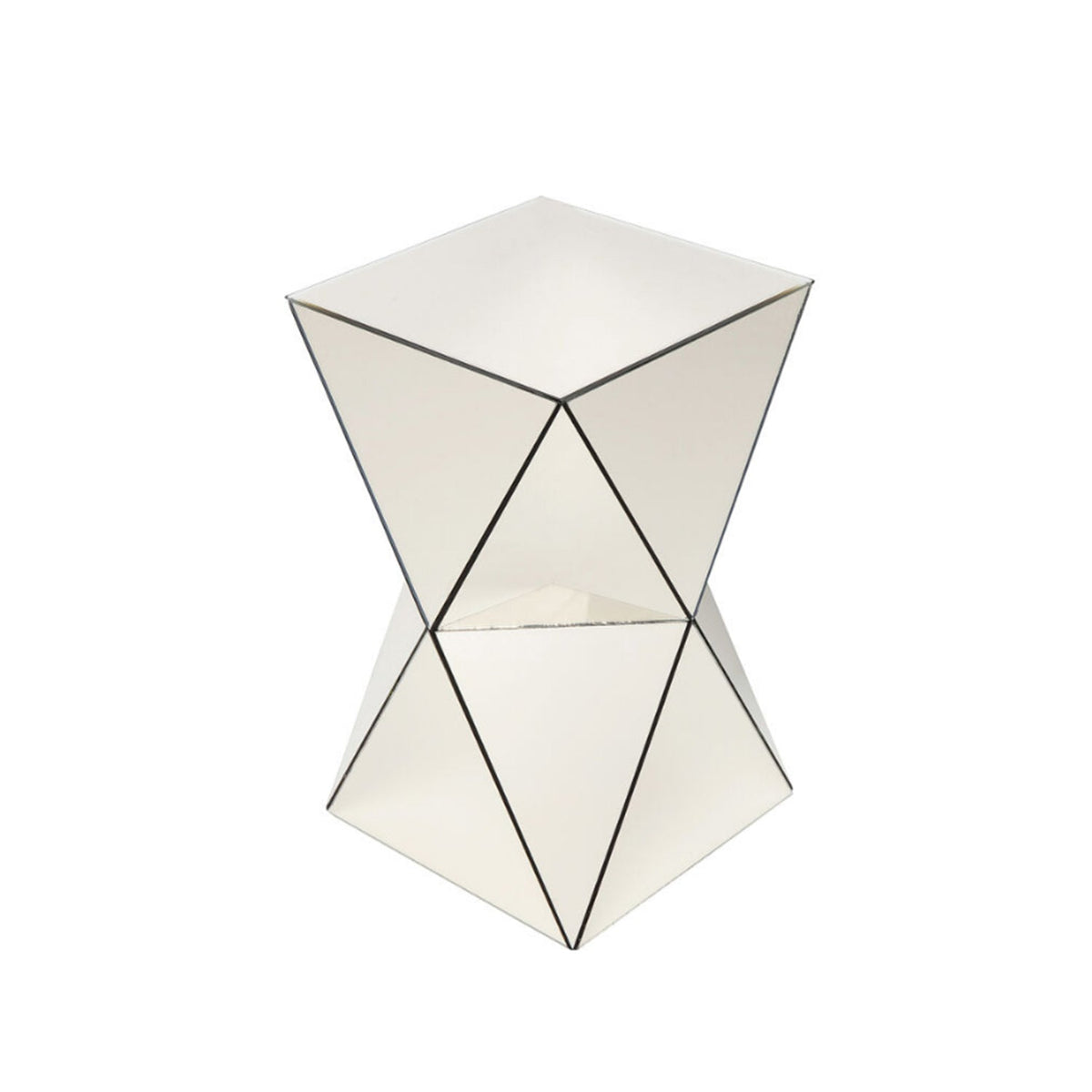 Champagne Mirrored Geometric Side Table, photo 4 of 7