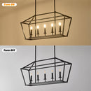 5 Light Farmhouse Kitchen Island Lighting, 5 Light Industrial Linear Chandelier For Dining Room Metal Hanging Pendant Light Fixture For Bedroom Living Room Hallway Conference Room - Matte Black by HouseOfZazla